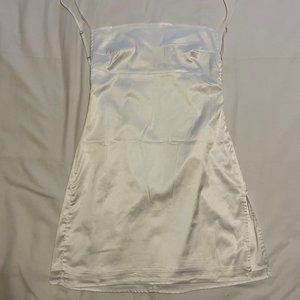 Ezili white satin backless mini dress